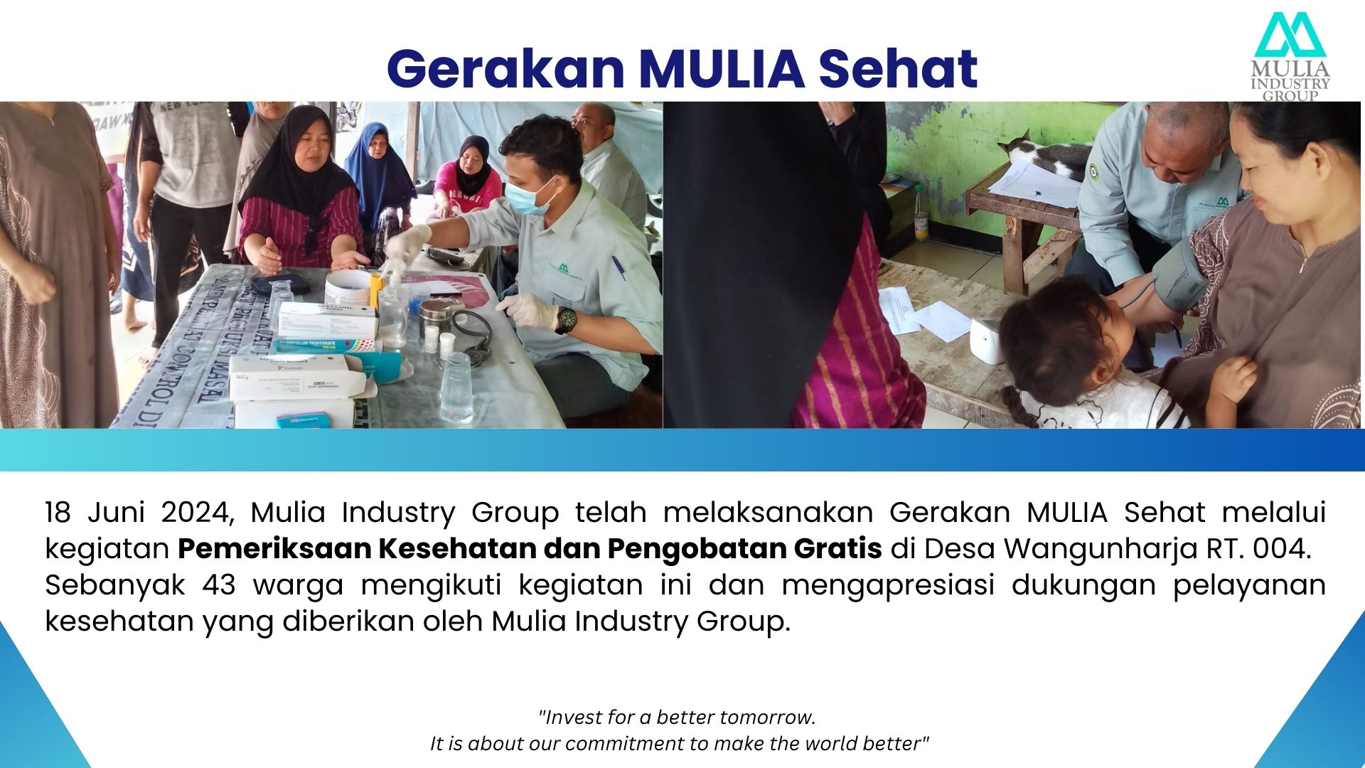 Gerakan MULIA Sehat: Pemeriksaan Kesehatan & Pengobatan Gratis